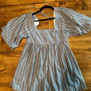 Free People Blue and White Striped Mini Dress